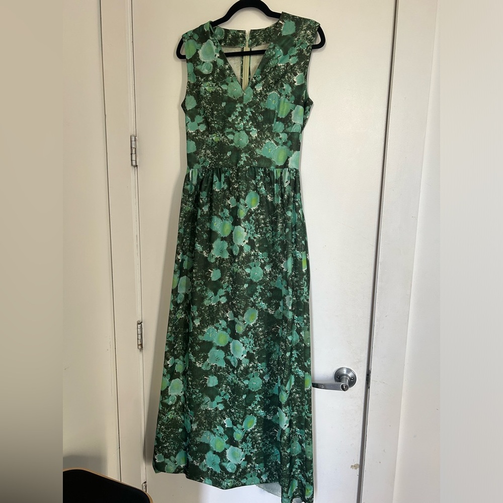 Vintage Green Floral Maxi Dress